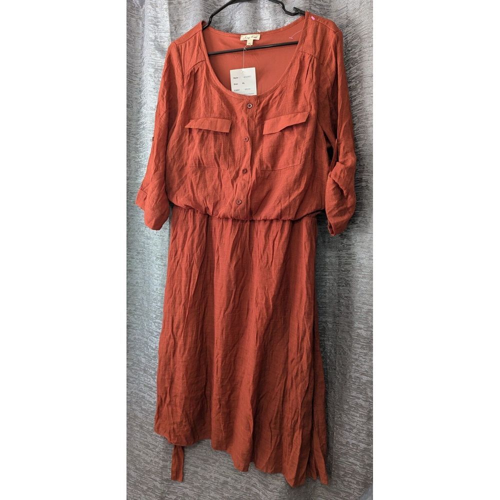 Kings Road New Brick‎ Color Sundress Belated Pockets Women's XL